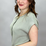 In The Garden Button-up Sleeveless Sweater, Seafoam