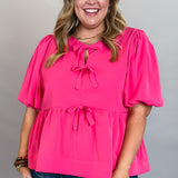 In Your Arms Bow Front Peplum Top