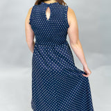 It Isn't Perfect Polka Dot Smocked Midi Dress, Navy