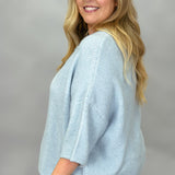 It Would Be You Half-sleeve Button-up Sweater, Blue