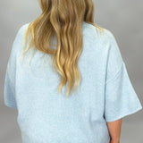 It Would Be You Half-sleeve Button-up Sweater, Blue