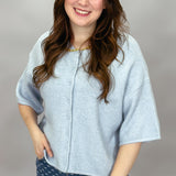 It Would Be You Half-sleeve Button-up Sweater, Blue