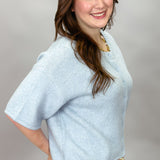 It Would Be You Half-sleeve Button-up Sweater, Blue