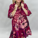 Ivy Jane Collared Button Down Midi Dress, Wine