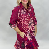 Ivy Jane Collared Button Down Midi Dress, Wine