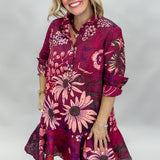 Ivy Jane Collared Button Down Midi Dress, Wine