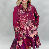 Ivy Jane Collared Button Down Midi Dress, Wine