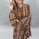 Ivy Jane plaid tiered button down dress, brown, alternate view