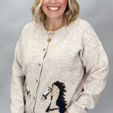Jack And Diane Western Jacquard Cardigan, Taupe