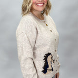 Jack And Diane Western Jacquard Cardigan, Taupe