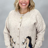 Jack And Diane Western Jacquard Cardigan, Taupe