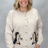 Jack And Diane Western Jacquard Cardigan, Taupe