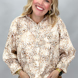 Jungle Love Animal Print 3/4 Sleeve Top, Tan