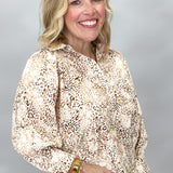 Jungle Love Animal Print 3/4 Sleeve Top, Tan