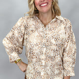 Jungle Love Animal Print 3/4 Sleeve Top, Tan
