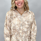 Jungle Love Animal Print 3/4 Sleeve Top, Tan