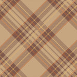 Autumn plaid cocktail napkin with brown, orange and yellow lines on tan