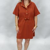 Keep Your Head Up Scallop Hem Midi Dress, Rust
