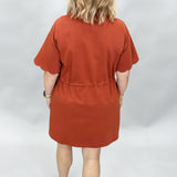 Keep Your Head Up Scallop Hem Midi Dress, Rust