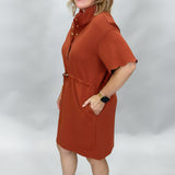 Keep Your Head Up Scallop Hem Midi Dress, Rust