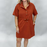 Keep Your Head Up Scallop Hem Midi Dress, Rust