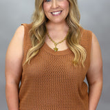 Kiss The Sky Crochet Tank, Brown