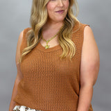 Kiss The Sky Crochet Tank, Brown