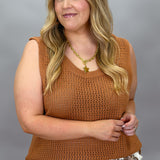 Kiss The Sky Crochet Tank, Brown