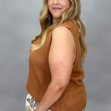 Kiss The Sky Crochet Tank, Brown