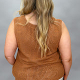 Kiss The Sky Crochet Tank, Brown