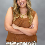 Kiss The Sky Crochet Tank, Brown