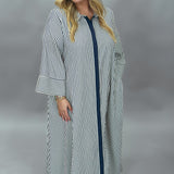 Let It Happen Collared Seersucker Button Up Maxi Dress, Navy