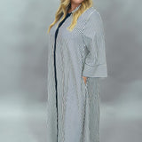 Let It Happen Collared Seersucker Button Up Maxi Dress, Navy