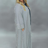 Let It Happen Collared Seersucker Button Up Maxi Dress, Navy