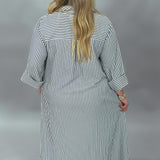 Let It Happen Collared Seersucker Button Up Maxi Dress, Navy