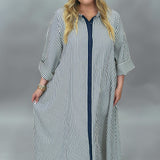 Let It Happen Collared Seersucker Button Up Maxi Dress, Navy