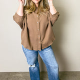 Love Without End Button-Up Dolman Cotton Top