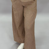 Linen Blend Wide Leg Pant, Khaki
