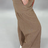 Linen Blend Wide Leg Pant, Khaki