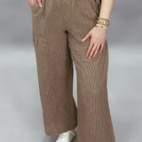 Linen Blend Wide Leg Pant, Khaki