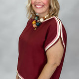 Live & Let Go Colorblock Cap Sleeve Top, Maroon