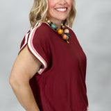 Live & Let Go Colorblock Cap Sleeve Top, Maroon