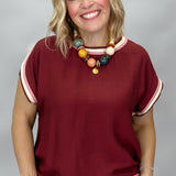 Live & Let Go Colorblock Cap Sleeve Top, Maroon