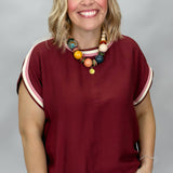 Live & Let Go Colorblock Cap Sleeve Top, Maroon