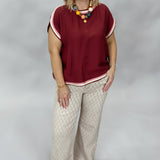 Live & Let Go Colorblock Cap Sleeve Top, Maroon