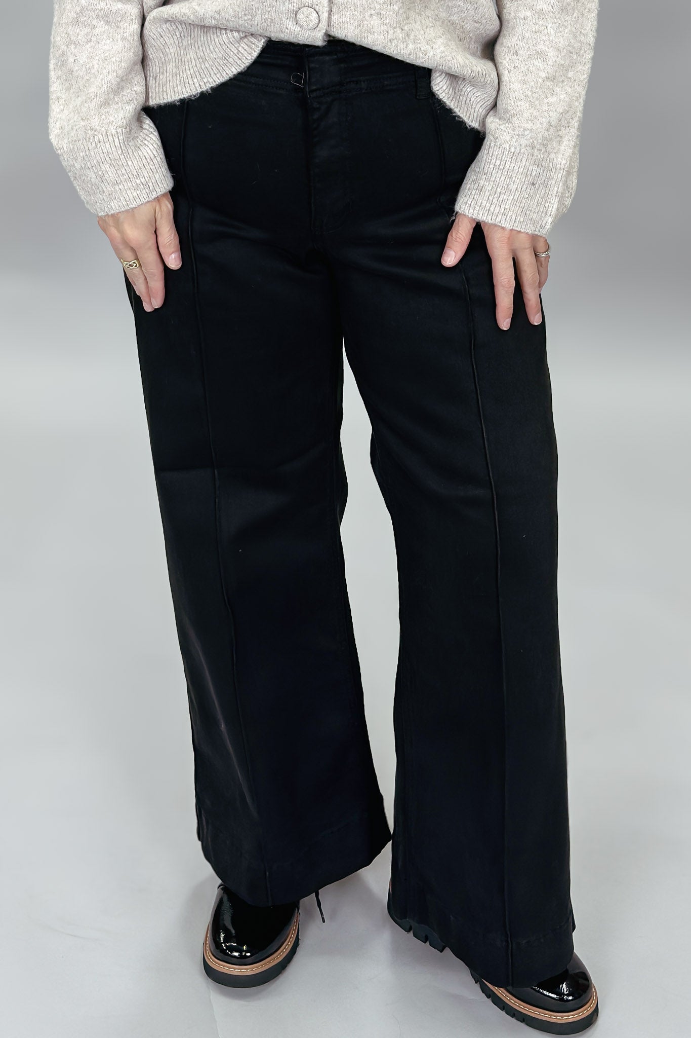 Look Out! Wide Leg Trouser Pant, Black