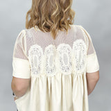 Love Love Love Faux Suede Sheer Medallion Top, Ivory
