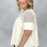 Love Love Love Faux Suede Sheer Medallion Top, Ivory