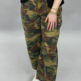 Mess It Up Mid Rise Cropped Relaxed Fit Pants, Camo