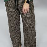 Cozy Co Miracle Mile espresso gingham pants, front view
